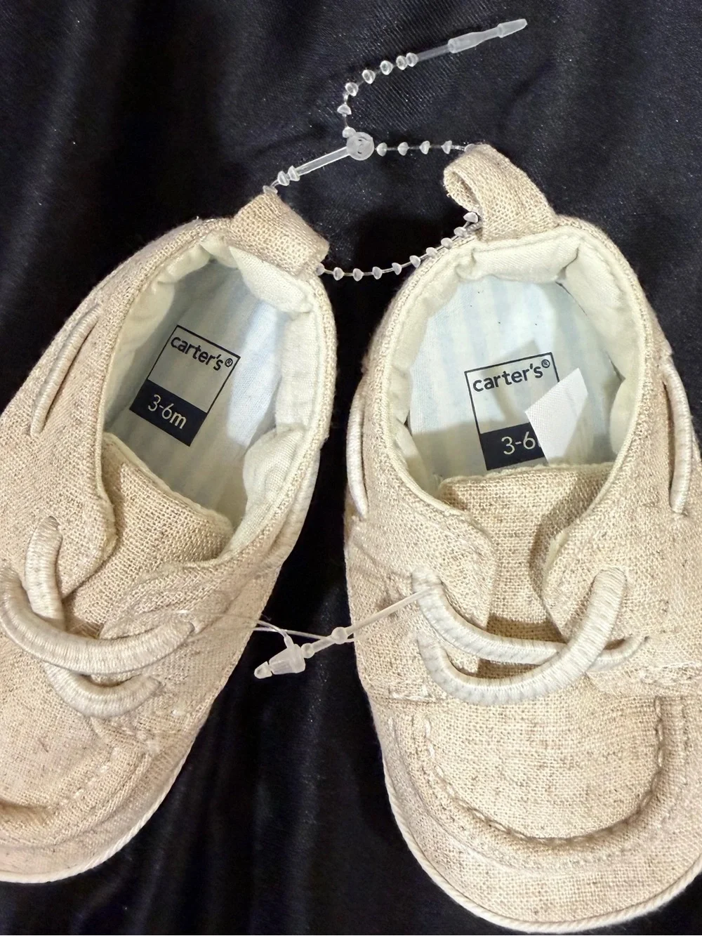 Carter's Neutral Beige Canvas Baby Slip-On Shoes 3-6 months